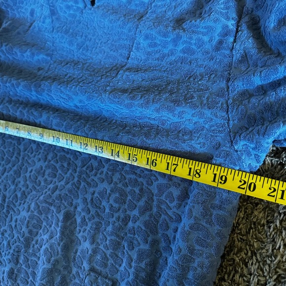 Blank Terry Cloth Cover Up‎ Dress Hooded Pockets Fringed Hem Blue XS - Picture 7 of 8